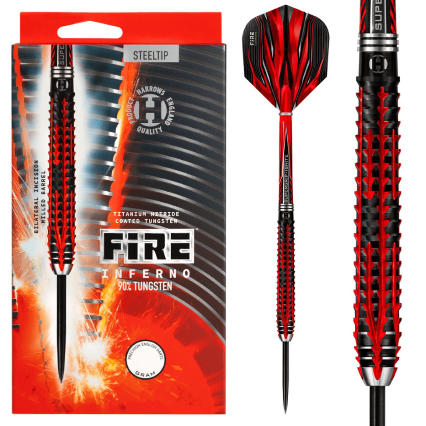 Harrows Fire Inferno 90% Steeldarts 22g, 23g, 24g, 25g, 26g